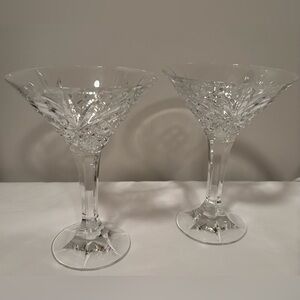 Beautiful Shannon Crystal Wine Glasses Etched Crystal Thick Stemmed, Set of Two